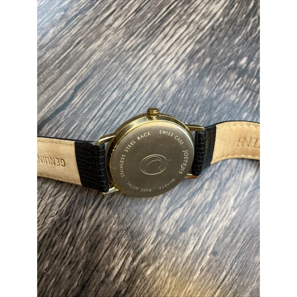 Jostens watch Black and Gold Tone Swiss Case New Battery